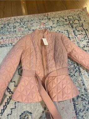 Patty Kim Pamela Pink Puffer Quilted Waist-Belt Jacket NWT